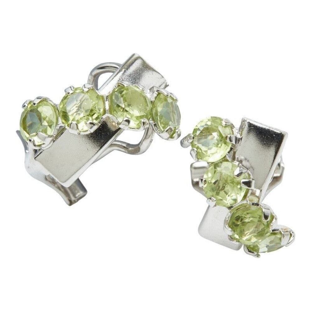 Unbranded Peridot 14K White Gold Earrings Silver